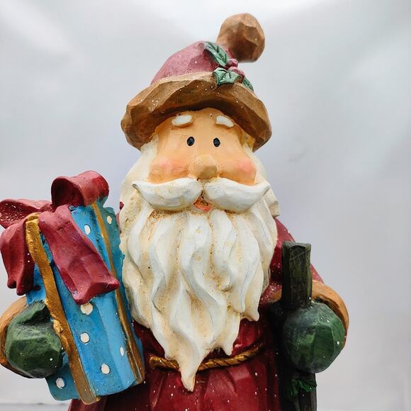Rustic Santa Resin Figurine Christmas Holiday Decor Gift Carrying Stick - Picture 3 of 12